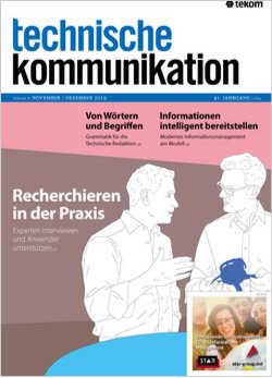 „technische kommunikation“-Magazin Cover von Ausgabe 19-6 der Zeitschrift "technische kommunikation"